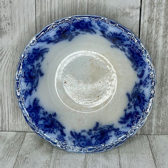 Antique W & E Corn Ayr England Flow Blue Vegetable Serving Bowl - Picture 1 of 7